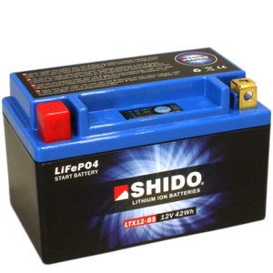 Motorrad Batterie Shido Lithium LTX12-BS / YTX12-BS, 12V/10AH (Maße: 150x87x130)