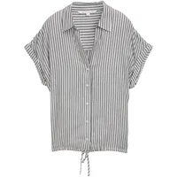 Tom Tailor Damen Loose Fit Bluse mit Streifenmuster, blau,