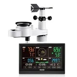 5-in-1-wetterstation, 7,5-zoll-display, Solarbetriebener Außensensor, Regenmesser, Für Wettervorhersage, Temperatur, Luftfeuchtigkeitsmesser, Windgeschwindigkeit & -richtung (kein Wlan)