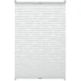 GARDINIA EASYFIX Plissee ohne Bohren, Zum Klemmen, Blickdichtes Falt-Rollo, Inkl. aller Montage-Teile, 2 Bedienschienen, Blumen-Muster, Weiß, 50 x 130 cm