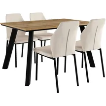 otto home »Genf Tischgruppe, Esstisch plus 4 Stühle« Set, Otto's DAUERTIEFPREIS, 5 Stk. tlg. Küchentisch, 4 Stühle, moderne Tischplatte in eiche/schwarz