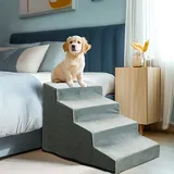 BingoPaw Hundetreppe 4 Stufen 50cm hoch, Haustiertreppe für Bett und Sofa aus Hochdichtem Schwamm, Tragbar Hunderampe mit Abnehmbarem, Waschbarem Bezug und Rutschfestem Boden, 39x76x50cm