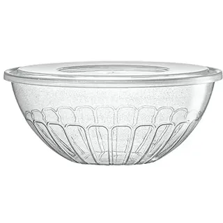 Decorline Schüssel 3er Set 2,5 Liter Mit Deckel |Runde Schale Obstschalen Servierschalen Salatschüssel | bruchsicher, Wiederverwendbar, BPA-frei | Salatschale Kunststoff (3 x 24cm, Glitter Silber)