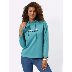 Sweatshirt CASUAL LOOKS, Damen, Gr. 52, blau (ozean), 50% Baumwolle, 50% Polyester, unifarben, Langarm, Sweatshirts