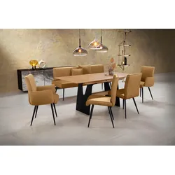 Essgruppe K+W KOMFORT & WOHNEN "Giacomo I", gelb (curcuma), H:87cm T:62cm, Sitzmöbel-Sets, 2 Stühle und 2 Armlehnenstühle, Polsterbankbreite 200cm oder 177cm