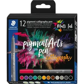 Staedtler pigment calligraphy pen 375 C12 farbig sortiert
