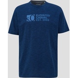 s.Oliver T-Shirt mit Labelprint, Dunkelblau, L