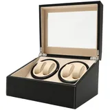 BraveeFly Automatik Uhrenbeweger,Braun Watch Winder,Uhrenständer Uhrendreher Watch Winder Uhrenkasten Luxuriöser Uhrenbeweger, für 4 Automatikuhren + 6 Gitter Uhrenspeichergehäuse