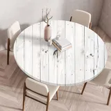 Muiuou Tischdecke Rund, Holzstruktur Drucken Rund Tischdecken Wasserdicht Antifouling Abwaschbar Elastisch Küchentisch Tischtuch Gartentisch Geeignet für Dekoration