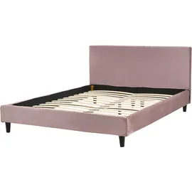 Beliani Bettrahmenbezug Samtstoff 140 x 200 cm Rosa