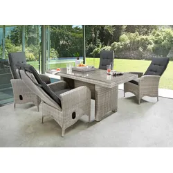 Destiny Garten-Essgruppe »PALMA LUNA«, (4x Hochlehner, 1x Tisch, inkl. Auflagen), Aluminium, Polyrattan Destiny vintage weiß