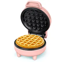 SNAILAR Mini Waffeleisen Belgische Waffel Maschine Kleines Waffeleisen Klassische, für Kindergeburtstage, Familienfeiern, Ostern oder Weihnachten, Niedlich kompaktes Design, 550 Watt, Rosa