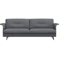 FLEXLUX 3-Sitzer Glow Designsofa, bequem und komfortabel durch hochwertigen Sitzaufbau, Skandinavisches Design, hochwertige Verarbeitung, Armlehne walnuss blau