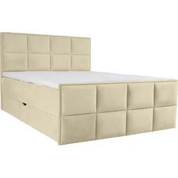 Boxspringbett LEONIQUE "Timeo", beige (cream), B:184cm L:210cm, Komplettbetten, Boxspringbett, in den Breiten 120,140,160 & 180 cm erhältlich
