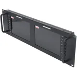 3RU-Rackmontage-Display, Full-HD-Touchscreen Dual 7 Zoll 3RU Broadcast-Rackmontage-Display D71 Plus 3G SDI 4K HD Multimedia-Schnittstelle für Rundfunkarbeiten (EU-Stecker)