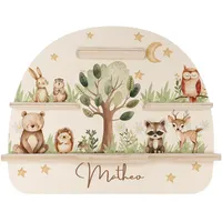 MINIHELDEN - Tonie Regal mit Deinem Wunschnamen | Personalisiertes Toniebox Regal für Tonie Hörfiguren & Aussparung Tonie Box | Tonieregal Mädchen und Jungen mit niedlichen Tier-Designs