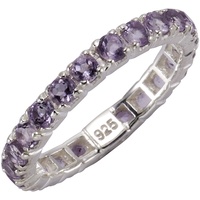 ZEEme Fingerring ZEEME "925/- Sterling Silber rhodiniert Amethyst" Fingerringe Gr. 054 (17,2), Silber 925 (Sterlingsilber), weiß (weiß, lila) Damen