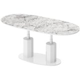 designimpex Couchtisch Design HBL-111 stufenlos höhenverstellbar ausziehbar oval weiß