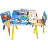 WOLTU Kindertisch mit 2 Stühlen, Tisch und Stühle für Kinder 60x44x60cm, abgerundete Ecken sicher, Kindersitzgruppe mit Meer-Motiv