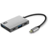 Act USB-C Hub with USB C, USB A (USB-C, 4 Ports), Dockingstation + USB Hub, Grau