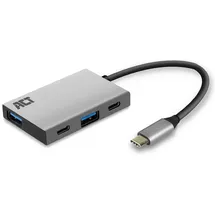 Act USB-C Hub with USB C, USB A (USB-C, 4 Ports), Dockingstation + USB Hub, Grau