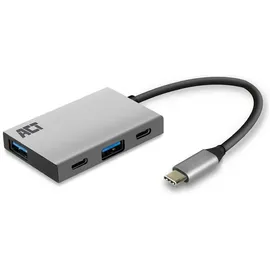 Act USB-C Hub with USB C, USB A (USB-C, 4 Ports), Dockingstation + USB Hub, Grau
