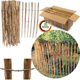 Floranica Staketenzaun Haselnuss 1 laufender Meter x 100cm 4-6cm Abstand Steckzaun Gartenzaun Rollzaun Hühnerzaun