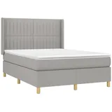 vidaXL Boxspringbett mit Matratze & LED Hellgrau 140x200 cm Stoff