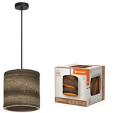 LEDVANCE Pendelleuchte Decor Cardboard Cylinder braun aus Wellpappe, E27, 250 mm Durchmesser, Leuchtenschirm aus recyceltem Material, nachhaltig durch austauschbare Lichtquelle, einfache Montage