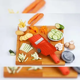 TNS 3000 GEMÜSEHOBEL ROT TNS 3000 Multireibe, Gurkenhobel, Julienne Schneider Einer für Alles Schneidet Stifte oder Würfel, dick oder dünn