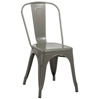 Duhome Esszimmerstuhl, Küchenstuhl Stuhl Esszimmerstuhl aus METALL Sitzfläche aus Holz stapelbar grau