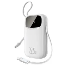 Baseus EnerFill FC31 20000mAh 22.5W Powerbank mit Digitalanzeige und 2 integrierten Kabeln (USB-C Lightning) - weiß