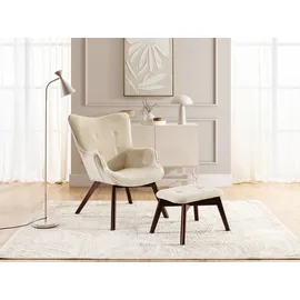 s-style möbel Lounge-Sessel Lenari Cord 71 x 96 x 86 cm Beige mit Hocker