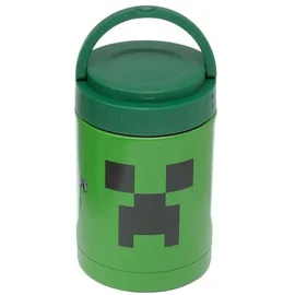Puckator Minecraft Creeper Offizielle Lizenz wiederverwendbarer Thermobehälter isoliertes Speisegefäß/Brotzeittopf aus Edelstahl 500ml für kalte & warme Speisen Luncbox Brotdose, Brotzeitbox