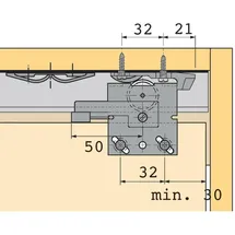 Hettich Schiebetürbeschlag Top Line 27 2-türig Komplett-Set 25kg DIN L/R Hettich