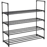 Songmics Schuhregal 4 Ebenen, Schuhständer Metall, Schuhaufbewahrung, Schuh-Organizer, aufrecht oder umgedreht, für 20-25 Paar Schuhe, stapelbar, Flur, 30 x 92 x 75 cm, schwarz