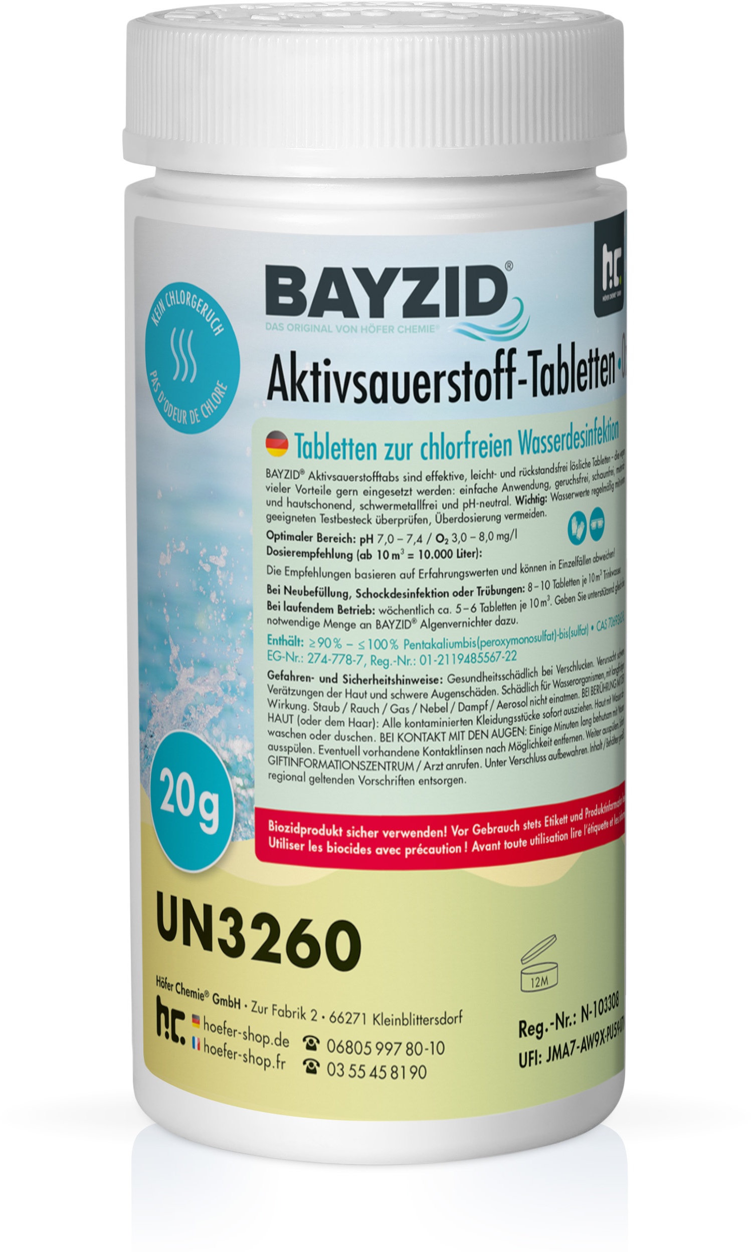 1 x 1 kg BAYZID® Aktivsauerstoff Tabletten 20g für Pools