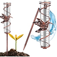 IWTBNOA Outdoor-Regenmesser, Niederschlagsmesser mit Erdspieß, Glas-Regenmesser mit Klarer Skala, Kolibri-Spiral-Regenmesser, Wassermesser, Regenmesser Dekoration für Garten Rasen Terrasse