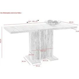 Möbel Boss Britt 110-150 x 76 x 69 cm grau/weiß