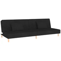 vidaXL Schlafsofa 2-Sitzer mit 2 Kissen Schwarz Stoff