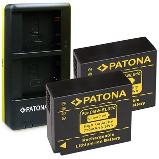PATONA Dual Ladegerät mit 2X Akku DMW-BLG10 Kompatibel mit Panasonic Lumix DMC-GF6 DMC-GX7 DMC-LX100