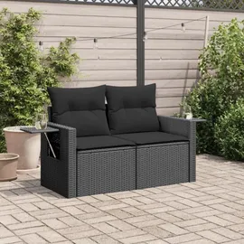 vidaXL Gartensofa 2-Sitzer Loungesofa schwarz