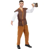 Funidelia | Mittelalter Wirt Kostüm für Herren Mittelalter, Bauer, Tavernenwirtin - Kostüm für Erwachsene & Verkleidung für Partys, Karneval & Halloween - Größe 3XL - Braun
