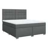vidaXL Boxspringbett mit Matratze Dunkelgrau 180x200 cm Stoff