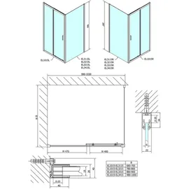 Polysan Easy Line Komplettdusche mit Schiebetür verschiedene Größen 100 x 190 cm 1015EL3215-SET