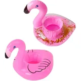 GTYHH 2 Stücke Flamingo Aufblasbarer Tassenhalter, Aufblasbares Wasserspielzeug, Tierischer Tassenhalter, Pool-Schwimmender Untersetzer, Schwimmender Getränkebecher.