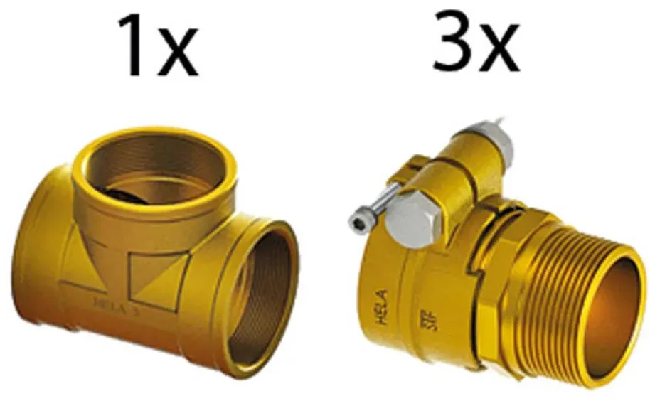 Klemm-T-Stück für Fernwärmeleitung PE-Xa, PN6 (Ausführung: 125 - 125 - 125 mm)