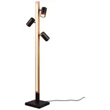 TRIO Leuchten LED Stehlampe, Dimmfunktion, LED fest integriert, LED wechselbar, Warmweiß, mehrflammig, kleine Leselampe Holz und Metall Schwarz matt, Höhe 130cm schwarz