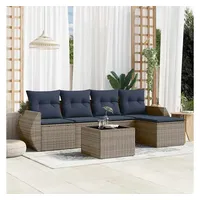 vidaXL Gartensofa-Set 6-tlg. grau Polyrattan