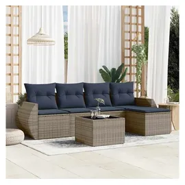 vidaXL Gartensofa-Set 6-tlg. grau Polyrattan